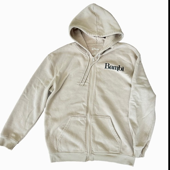 Disney Bambi Forest Friends Hoodie Size Medium Light Brown full zip pockets soft - Picture 3 of 10